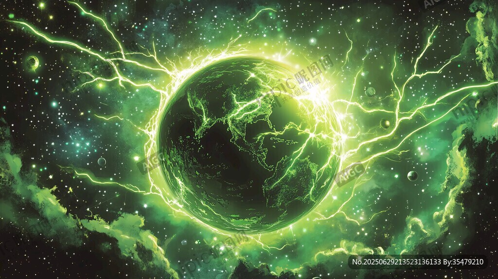 神秘星球閃耀綠色能量