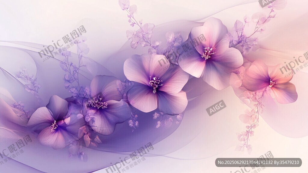 夢幻紫色花卉背景圖