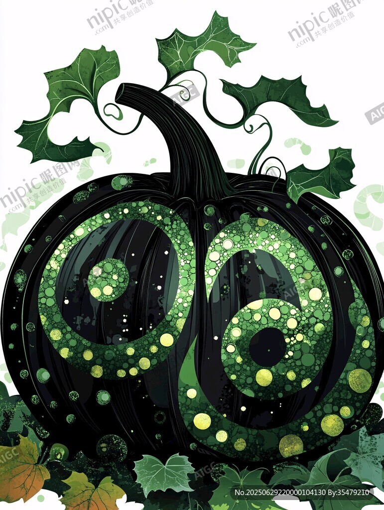奇幻發(fā)光南瓜裝飾插畫