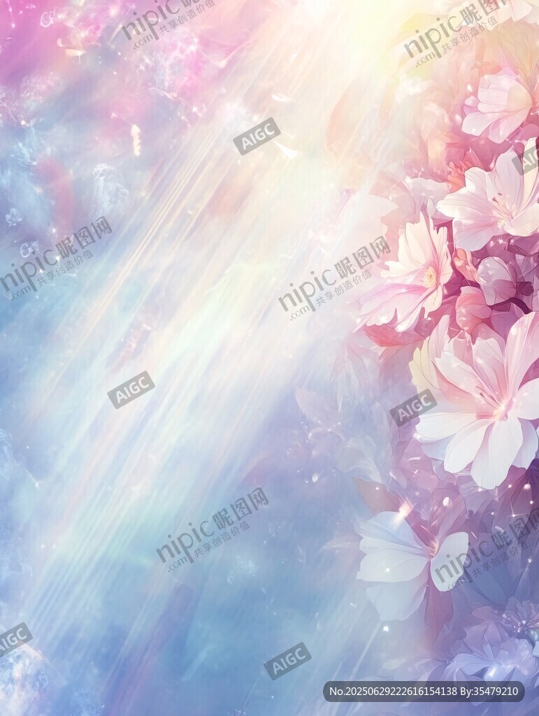 夢幻櫻花與炫彩光線美景