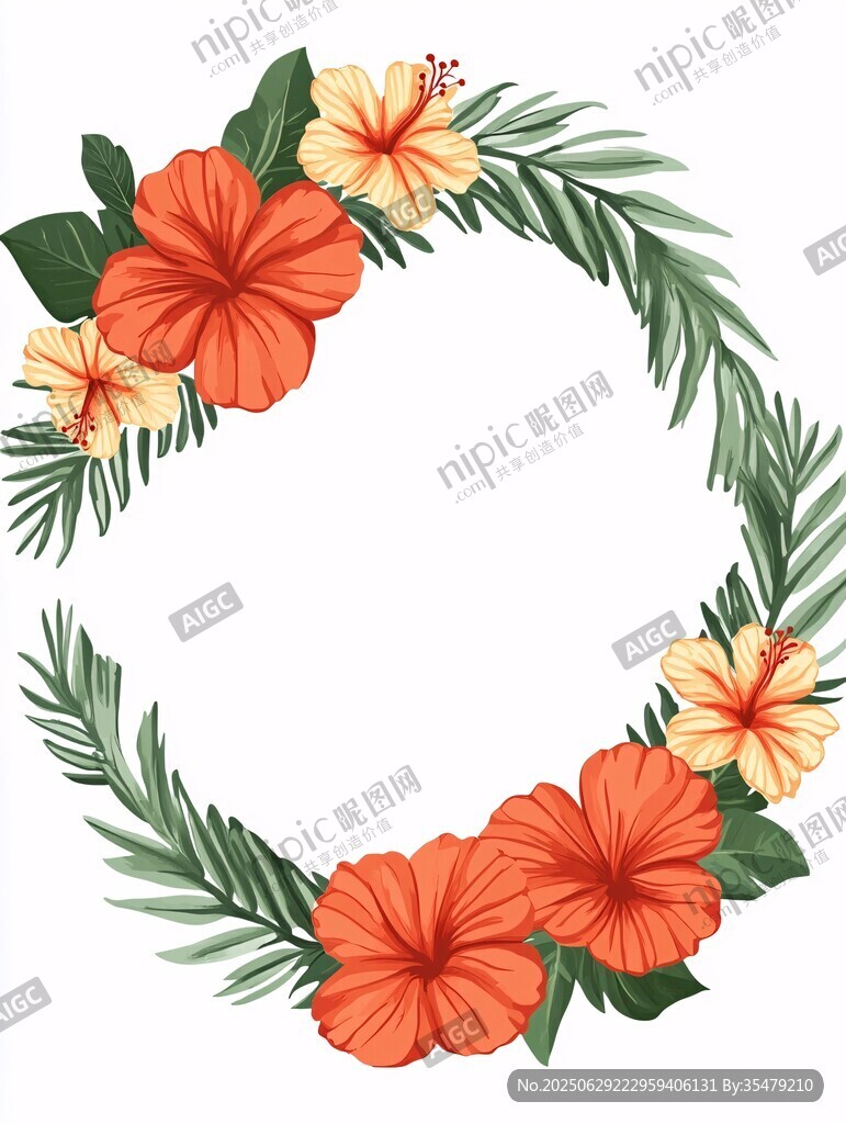 熱帶花卉花環插畫