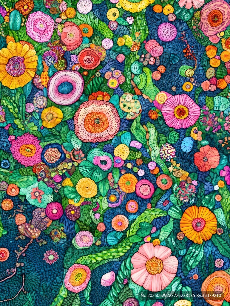 繽紛絢麗的花卉藝術圖案