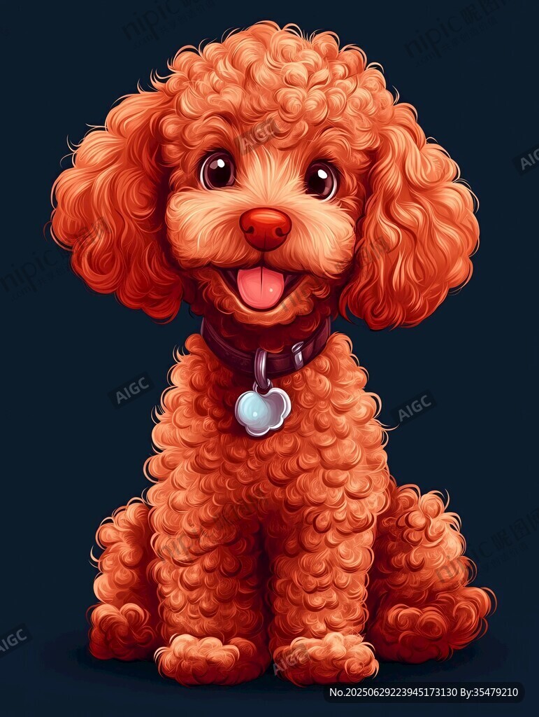 可愛卷毛泰迪犬插畫