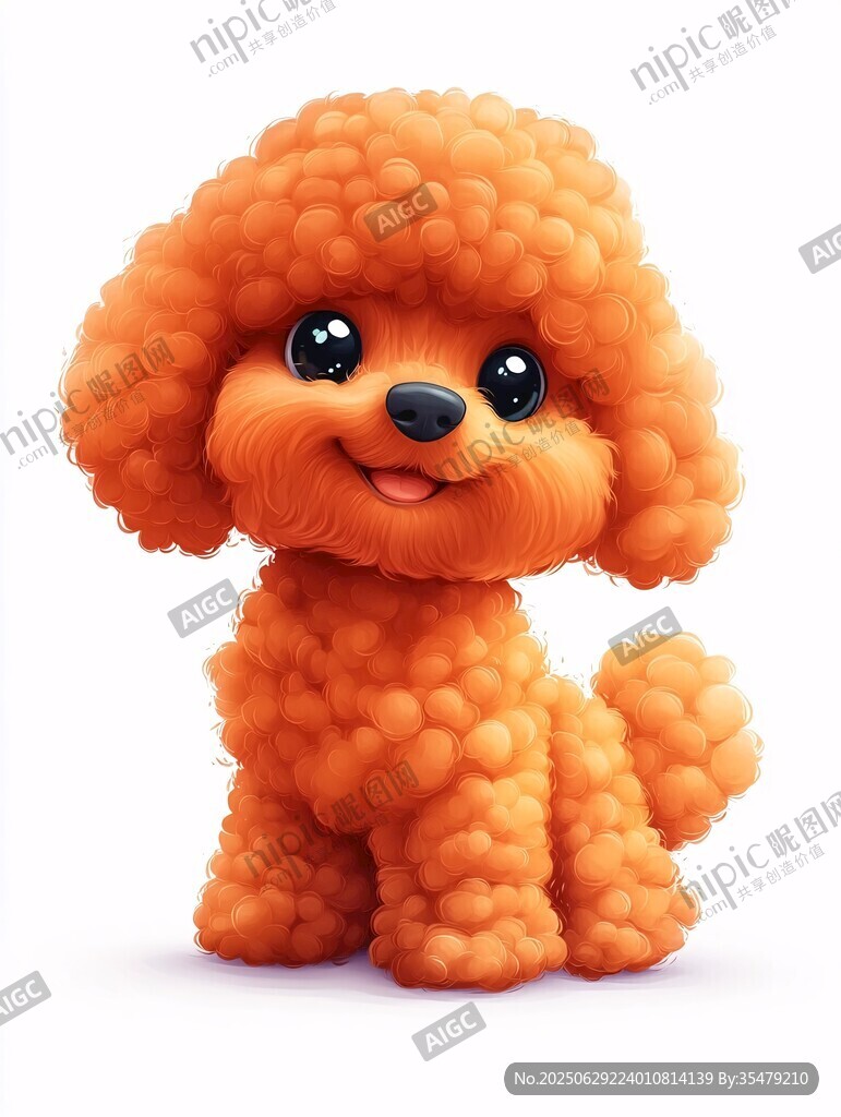 可愛橙色泰迪狗狗插畫
