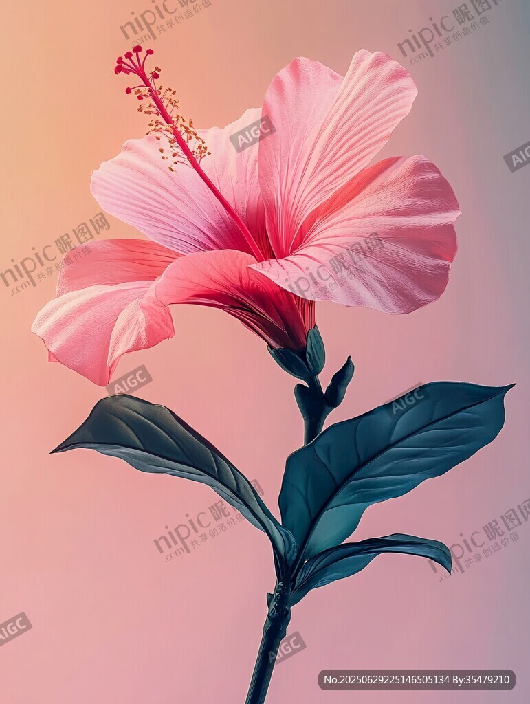 粉色木槿花特寫