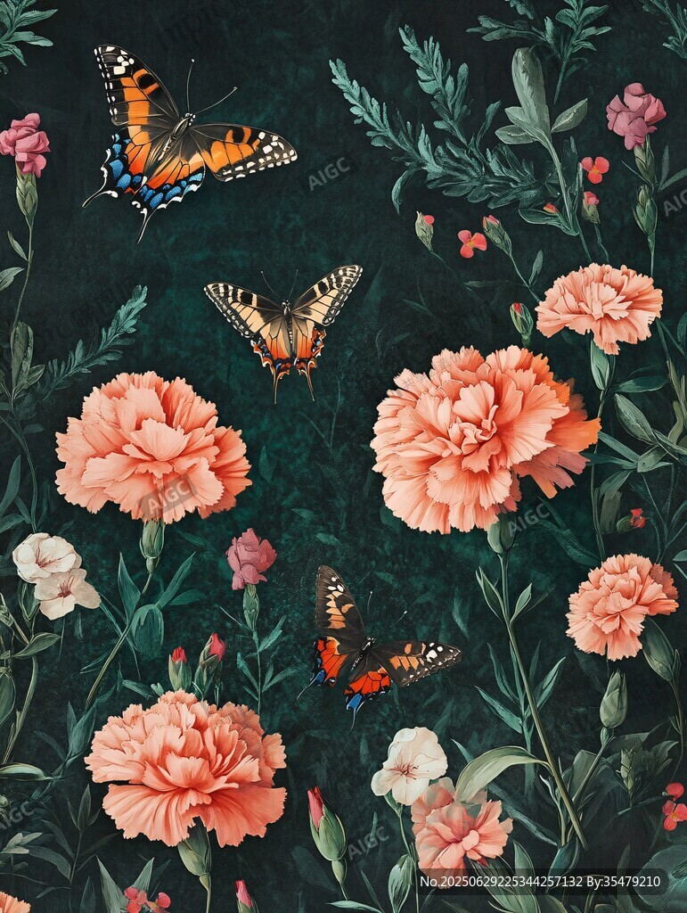 蝴蝶與花卉的夢(mèng)幻插畫(huà)
