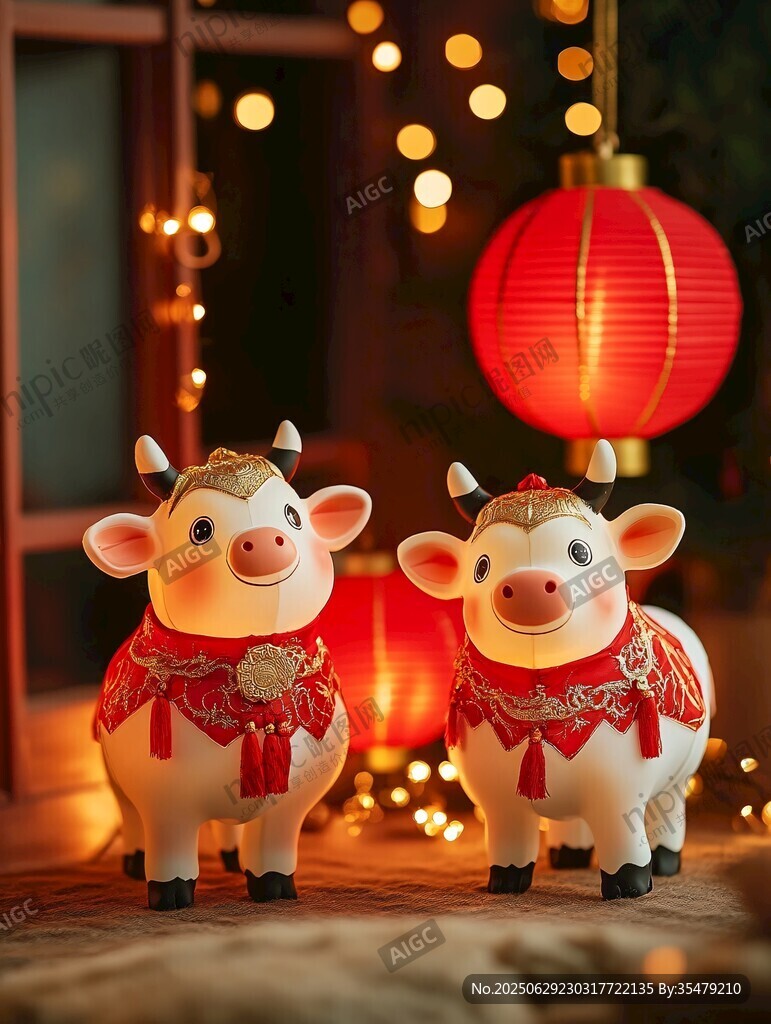 可愛小牛賀歲擺件迎新春