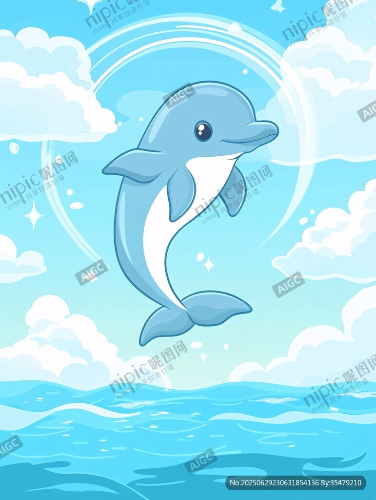 海豚躍出藍色夢幻海洋