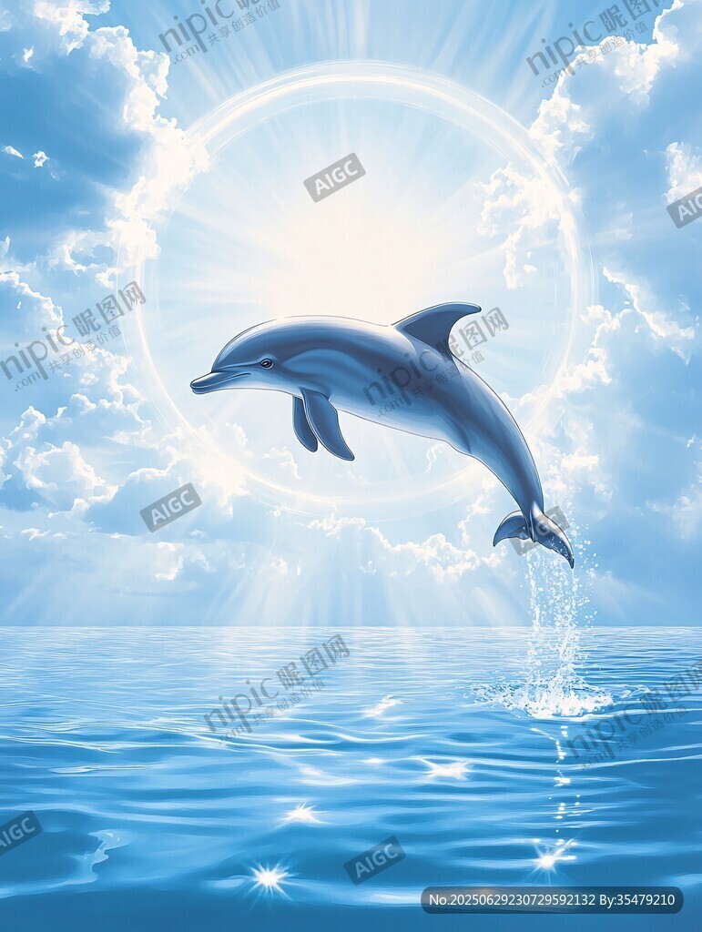 海豚躍出海面的夢幻瞬間
