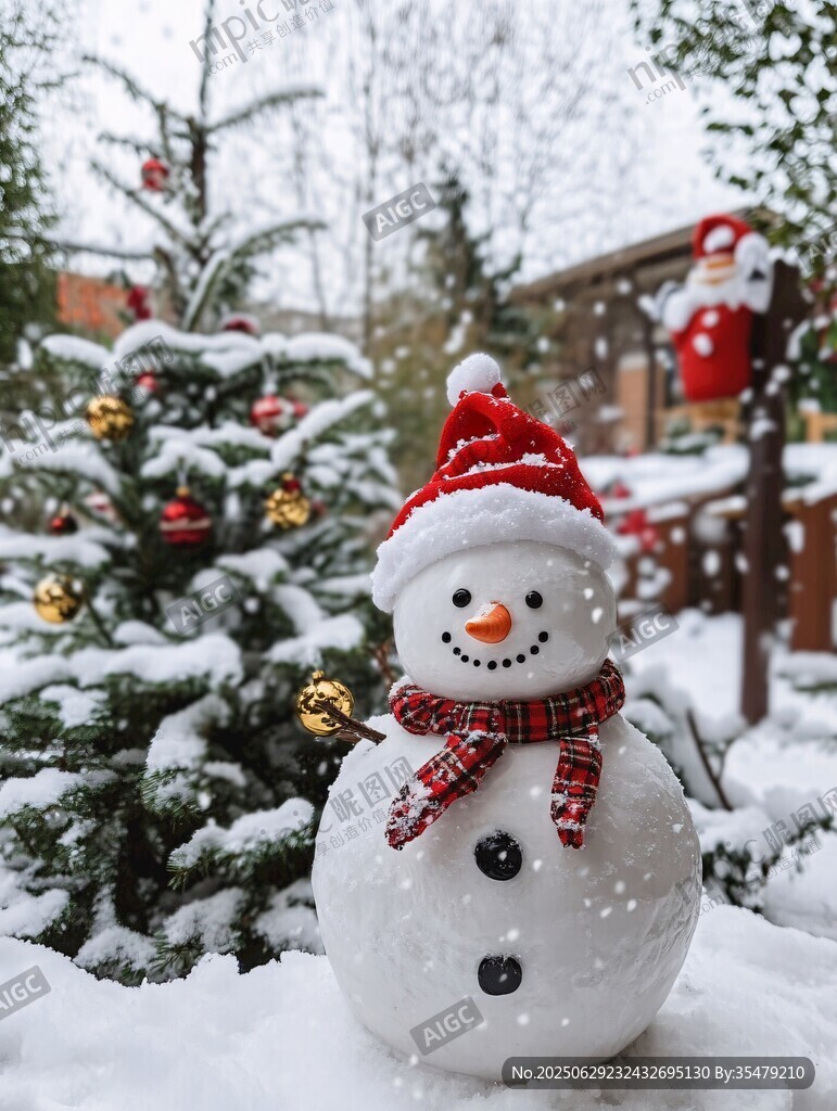 可愛雪人裝點冬日圣誕景