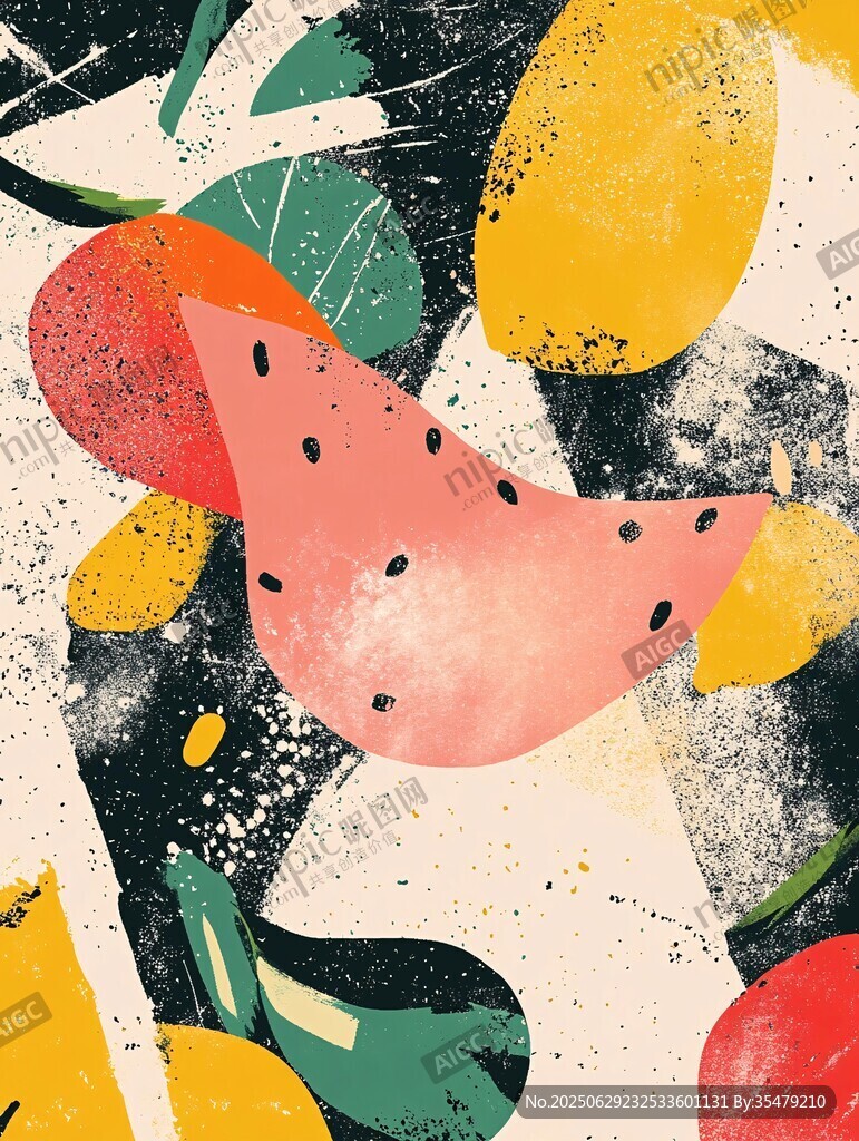 抽象水果插畫藝術圖案