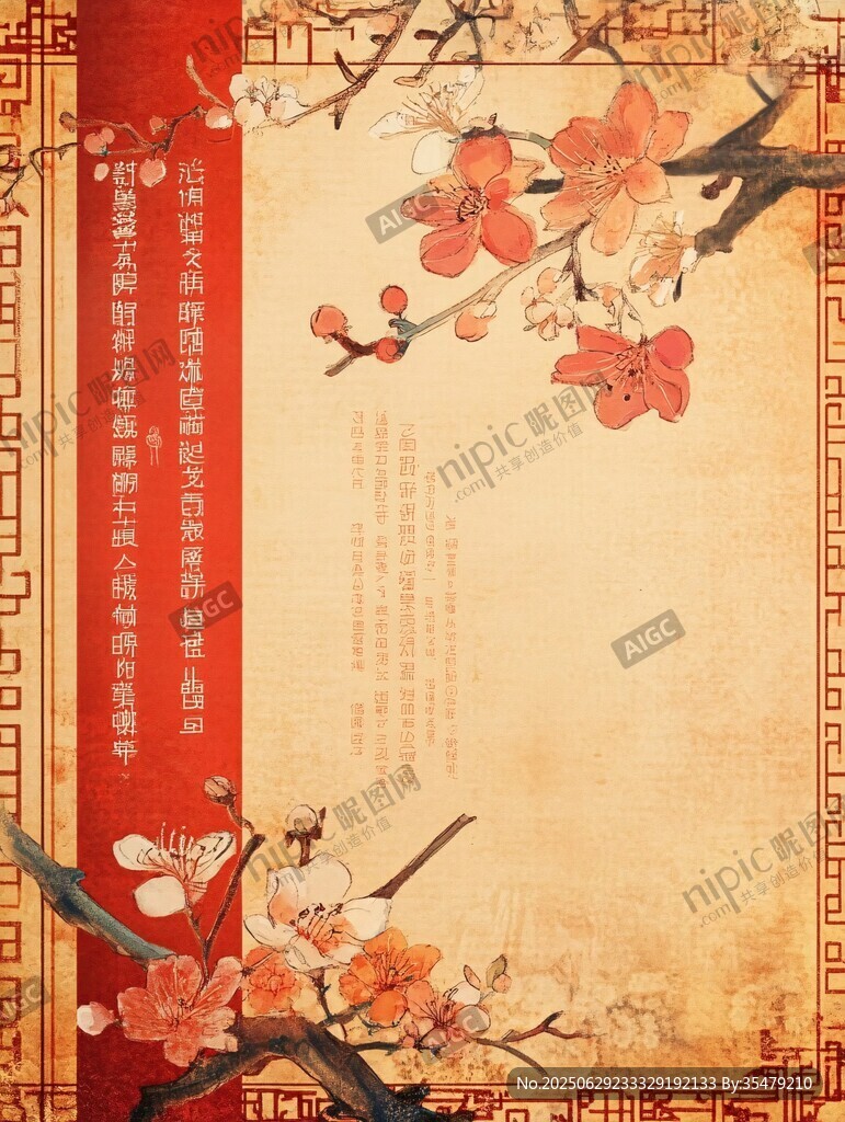 古典梅花中式風復古背景