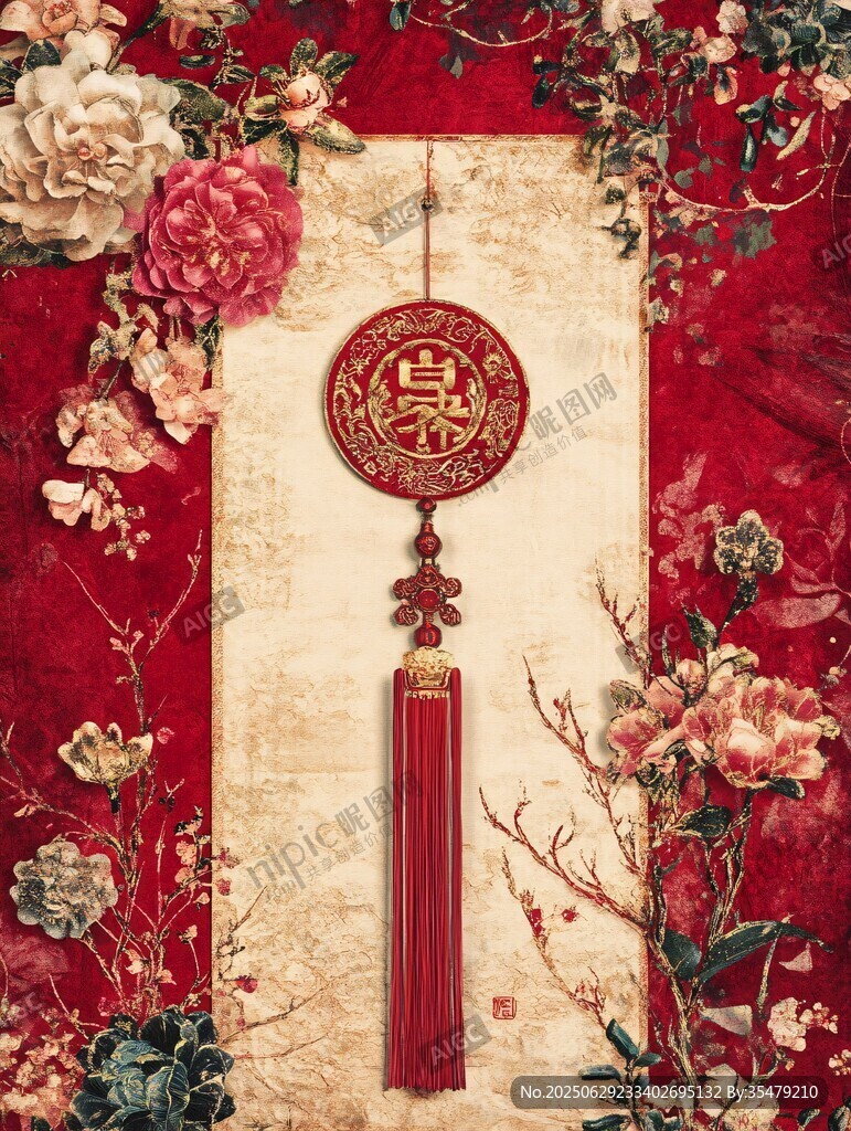 中式喜慶掛飾與繁花裝點