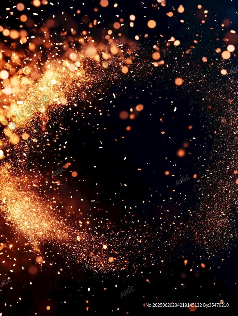 金色粒子環繞夢幻背景