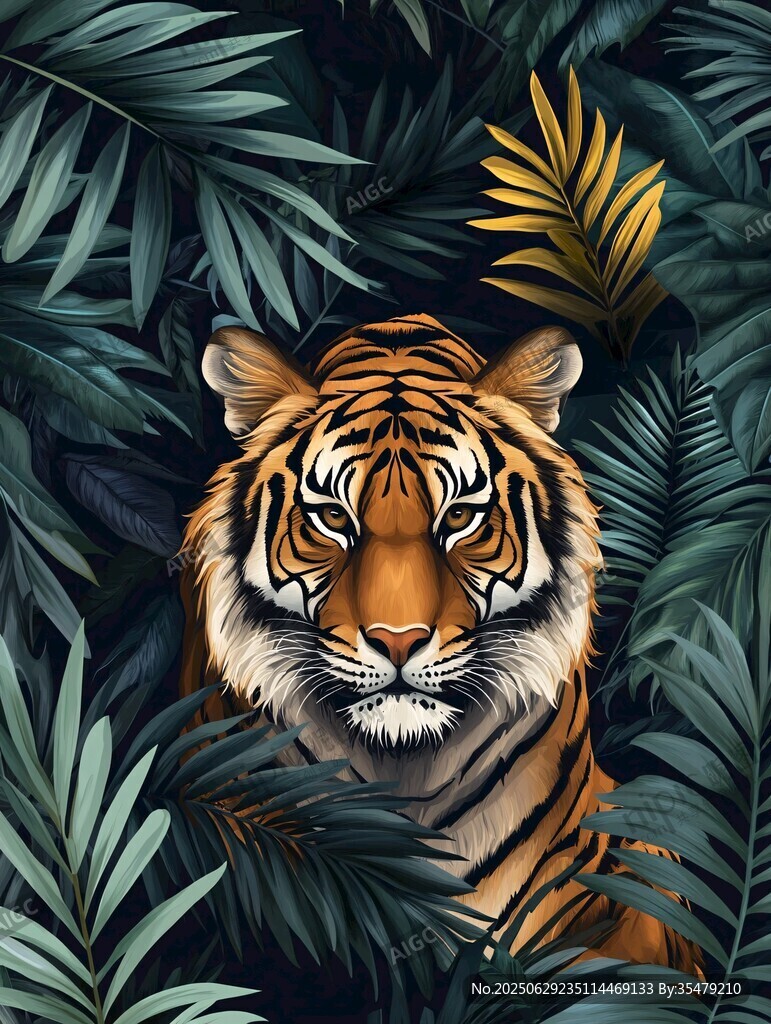 叢林中的威嚴老虎
