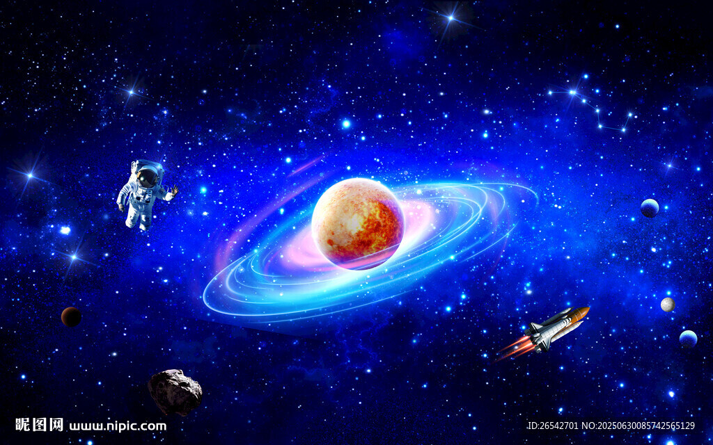 太空黑洞宇宙行星宇航員星空背景