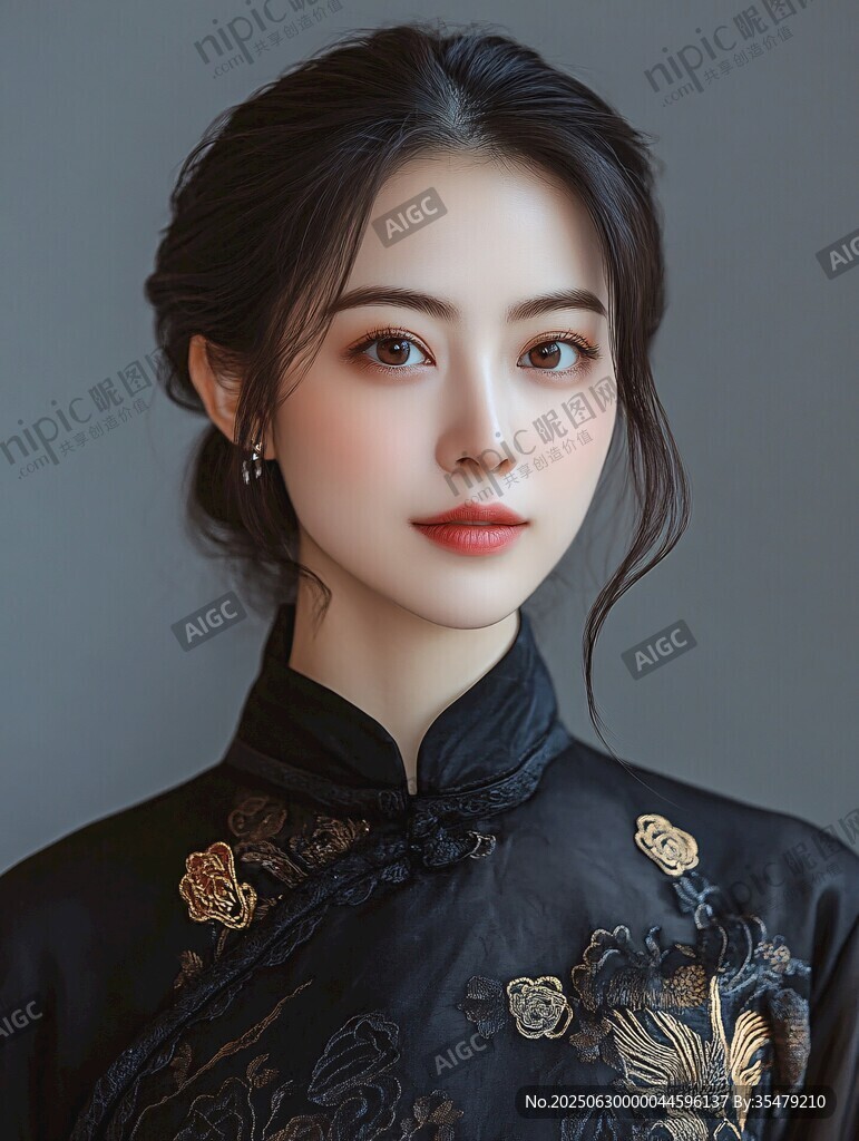 典雅旗袍女子精致容顏