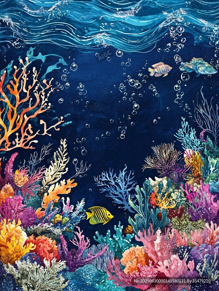 夢(mèng)幻海底世界珊瑚與魚群