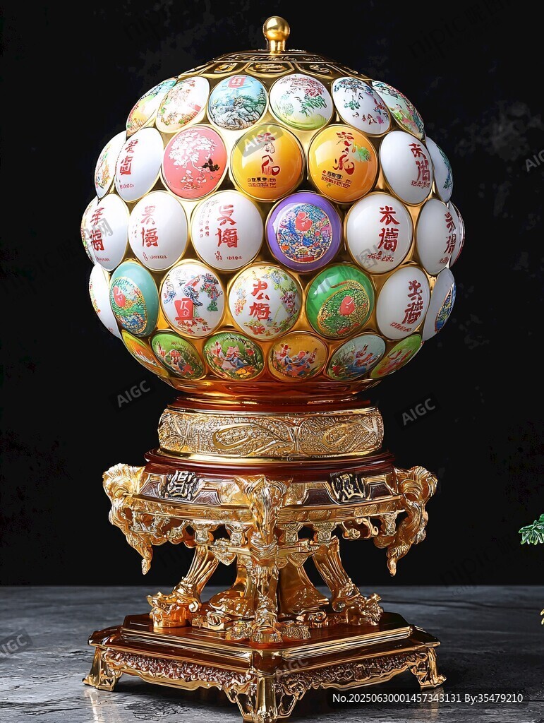 精美中式福壽寶球擺件