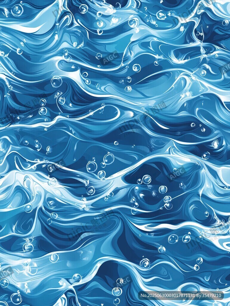 藍(lán)色海浪泡沫無縫圖案