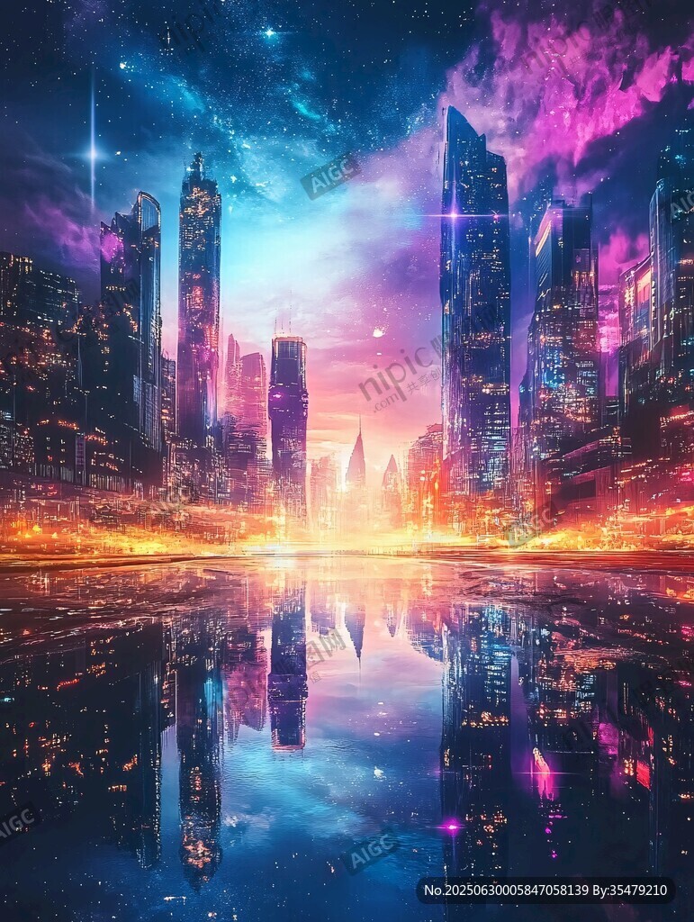 夢幻都市星空夜景