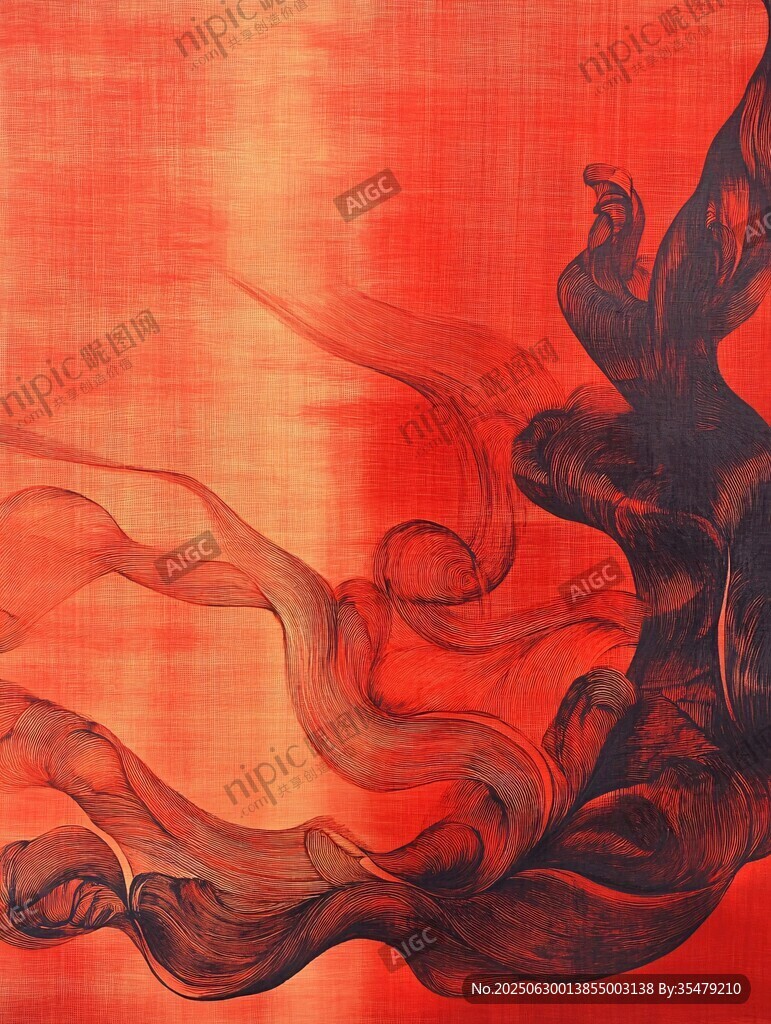 紅色抽象舞動的神秘線條