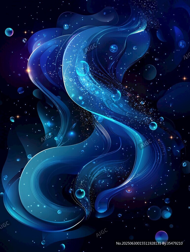 夢幻藍色流動星云圖案