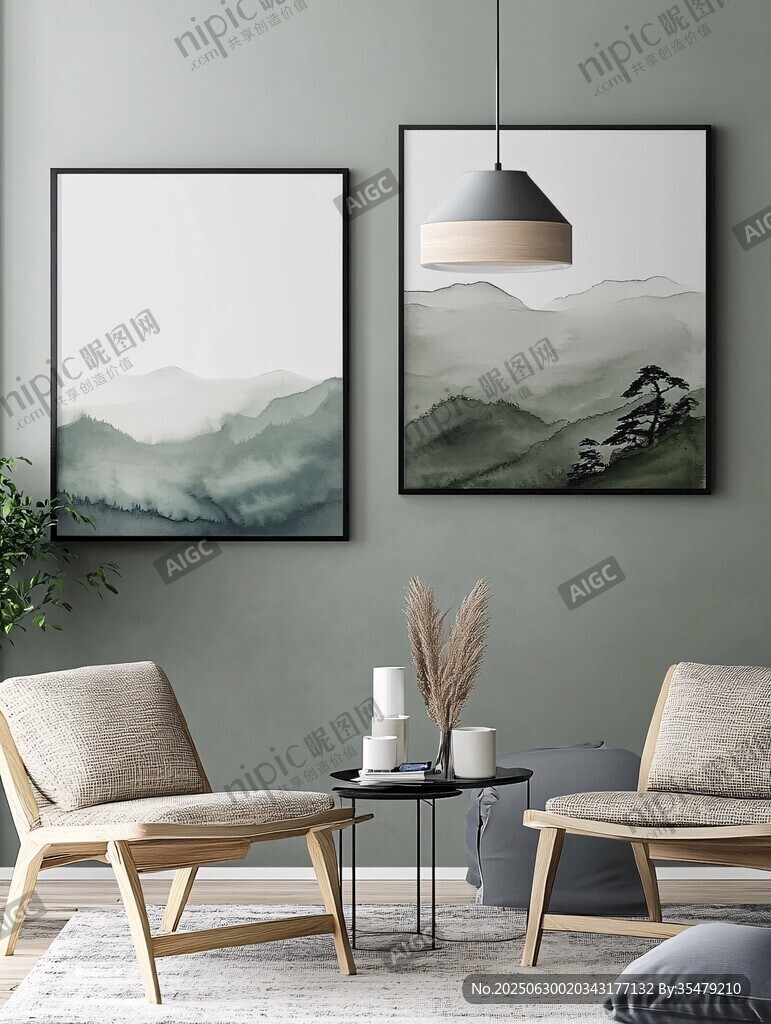 北歐風(fēng)客廳的山水掛畫