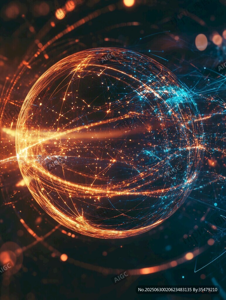 科技感光線環繞的夢幻球體