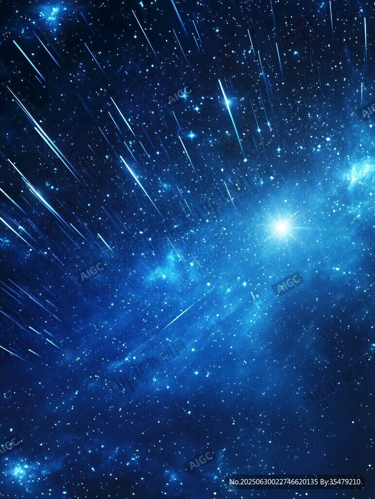夢幻藍色流星星空背景