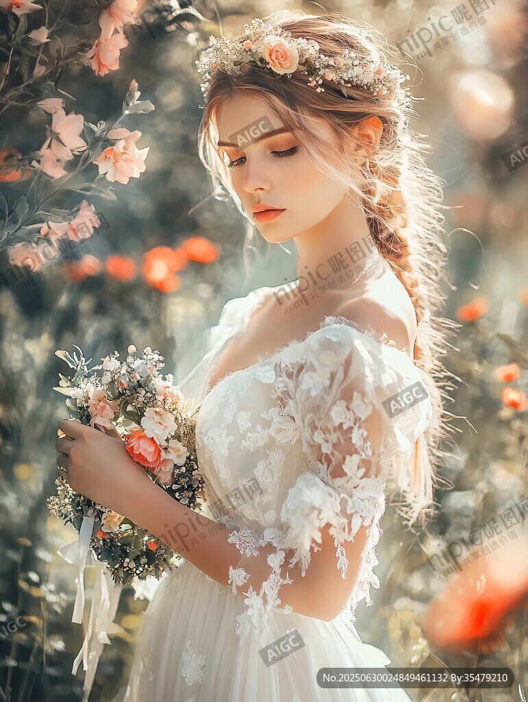 花田中的唯美新娘