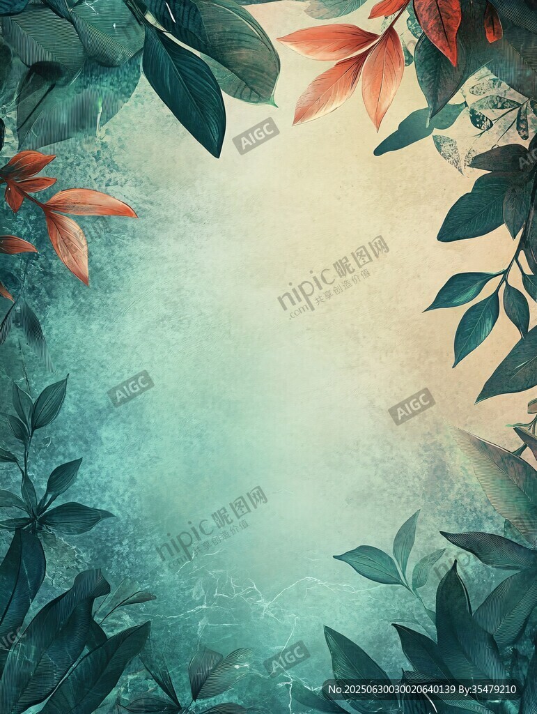 夢幻綠葉環(huán)繞的清新背景
