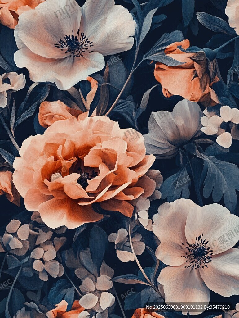 復(fù)古風(fēng)花卉圖案背景圖