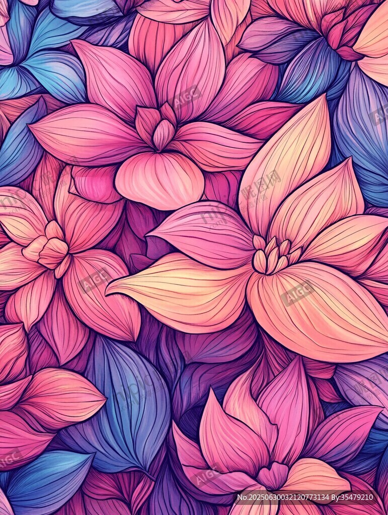 繽紛絢麗花卉圖案背景