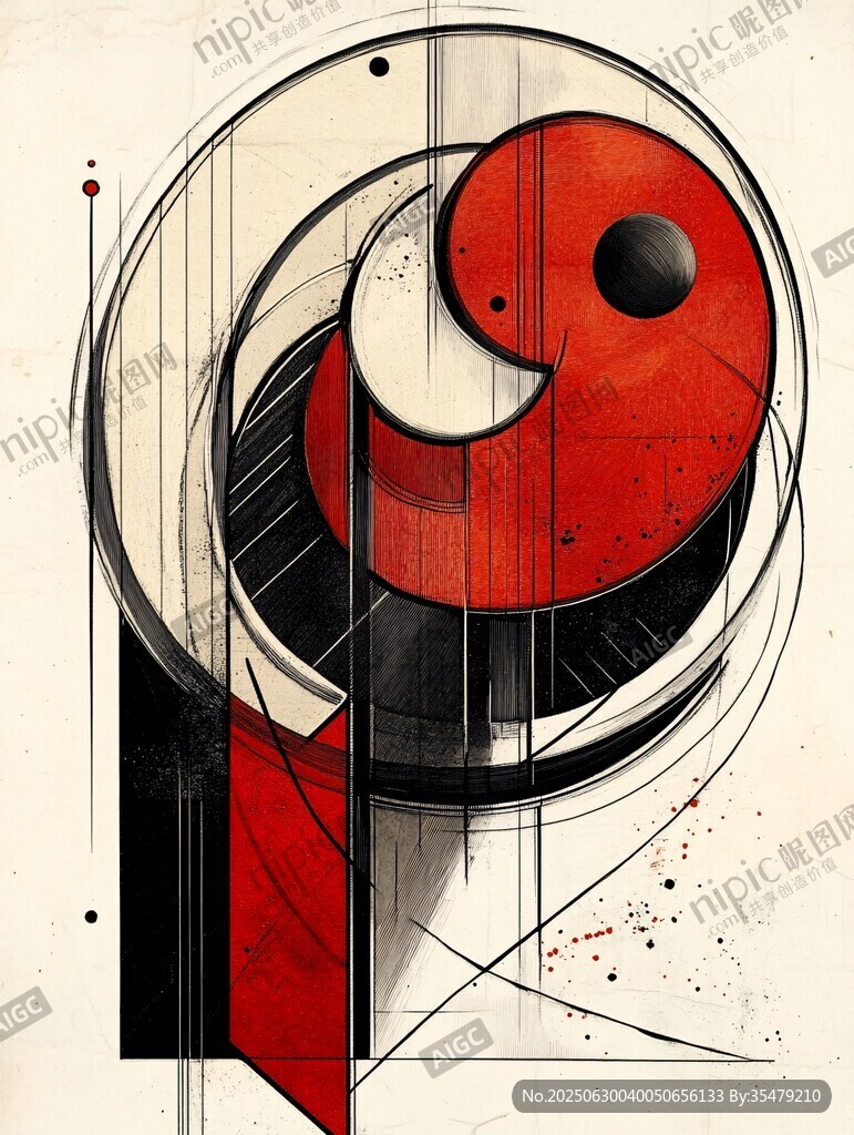 抽象陰陽幾何藝術(shù)畫作