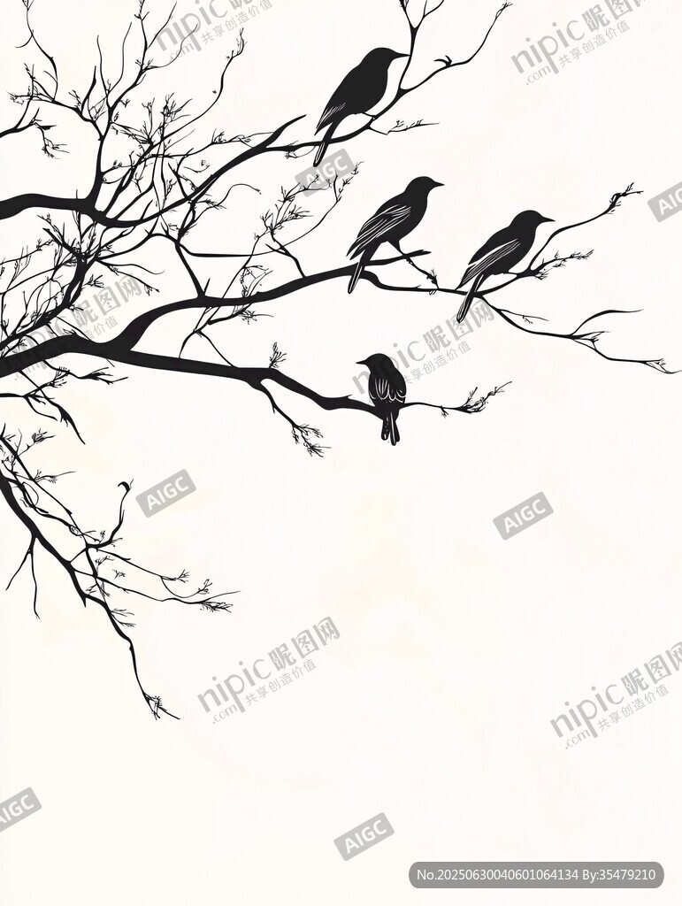 枝頭群鳥圖