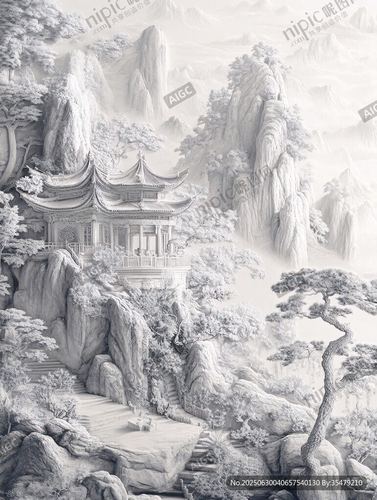 水墨山水間的中式古韻建筑