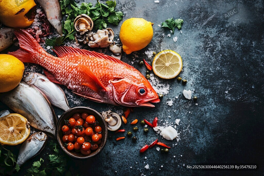 新鮮海魚(yú)及多樣食材組合