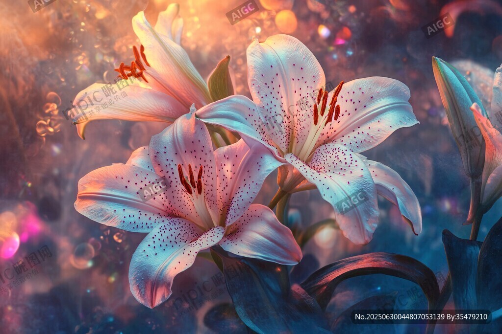 夢幻絢爛百合花綻放圖景