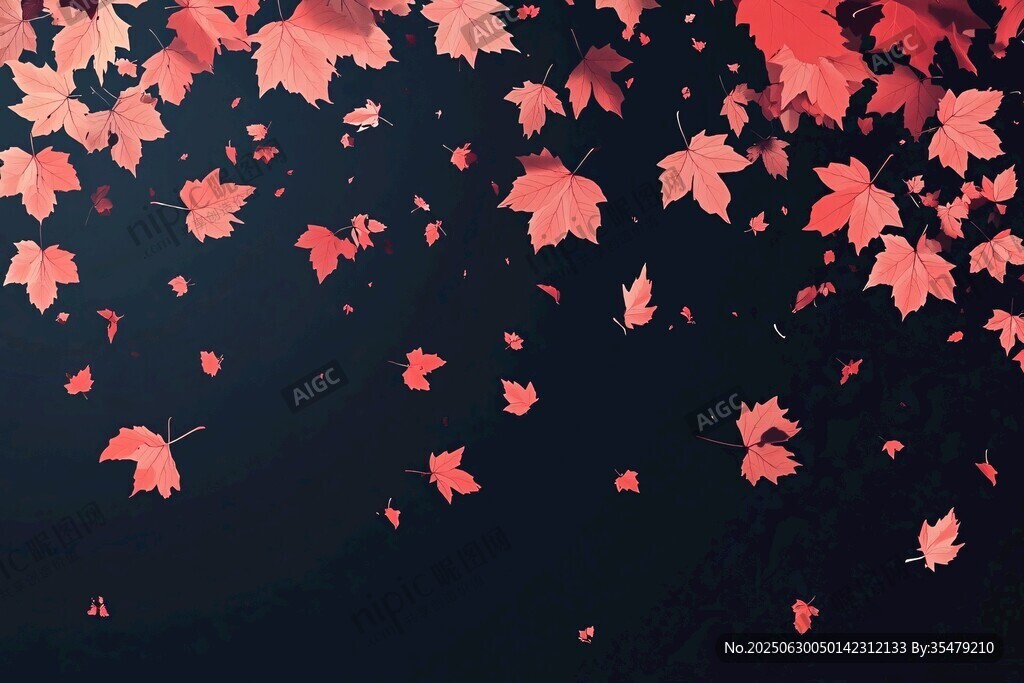 飄落的紅楓葉背景圖