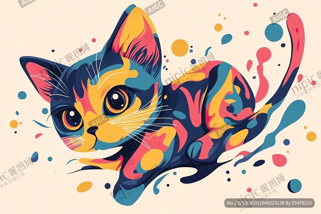 彩色萌貓 靈動藝術插畫