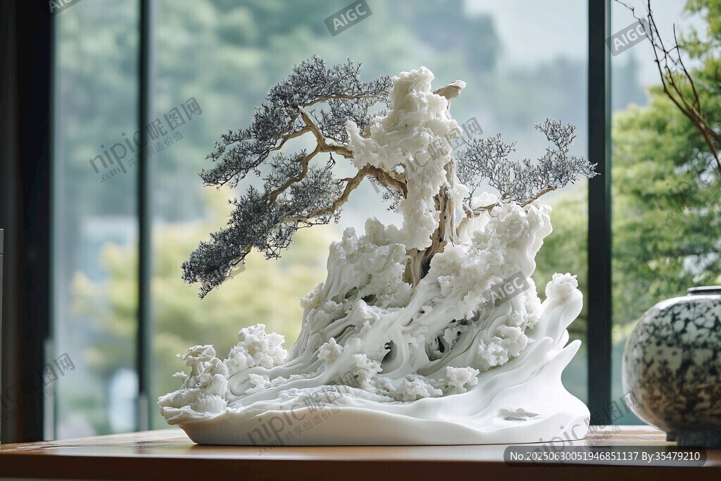 白玉松景擺件 雅致精巧