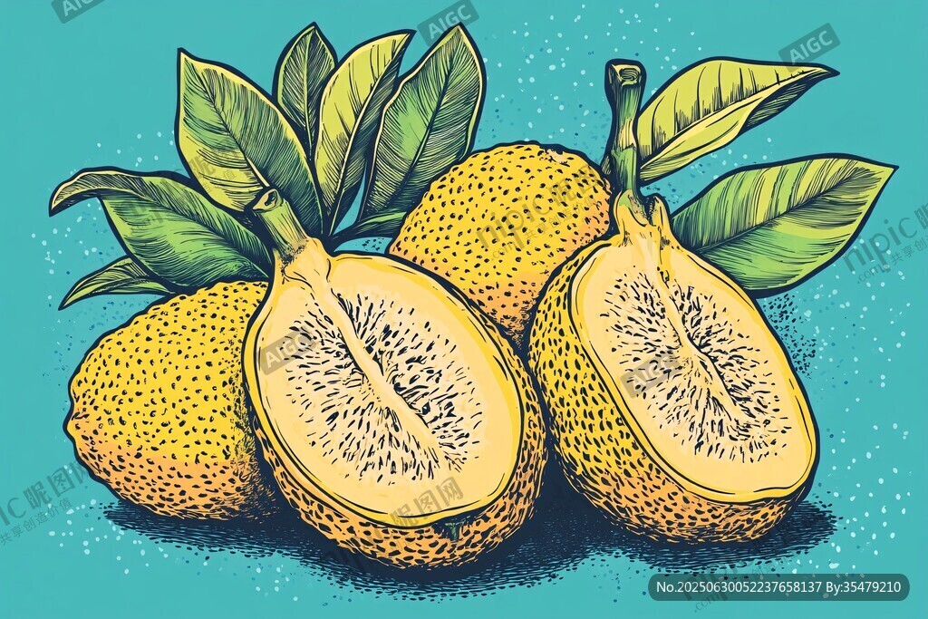 手繪菠蘿蜜插畫