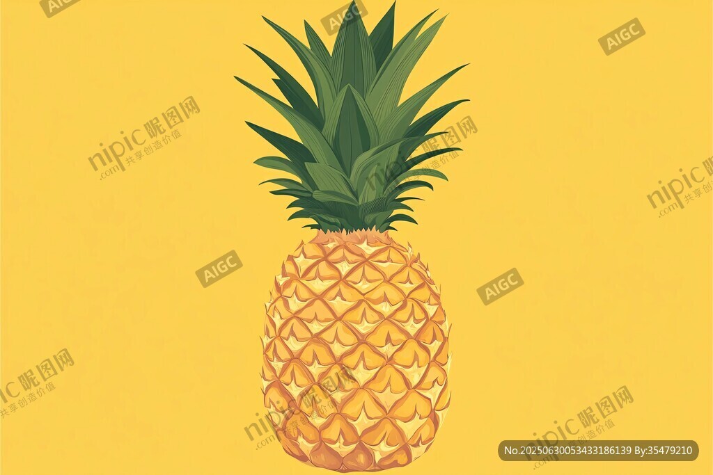 黃色背景上的手繪菠蘿
