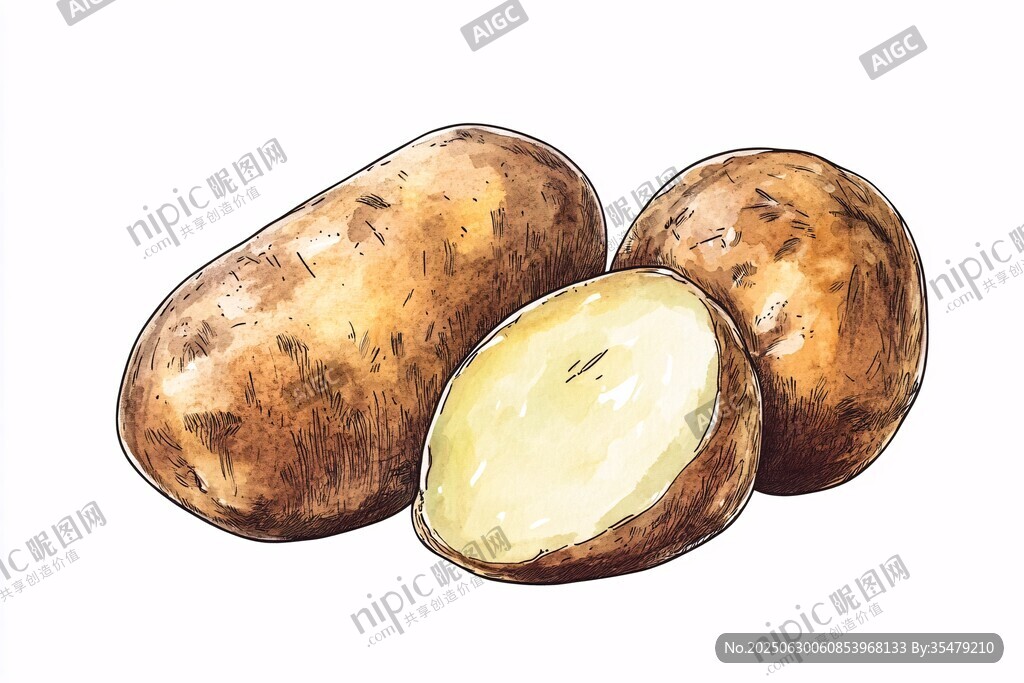 手繪新鮮土豆插畫(huà)