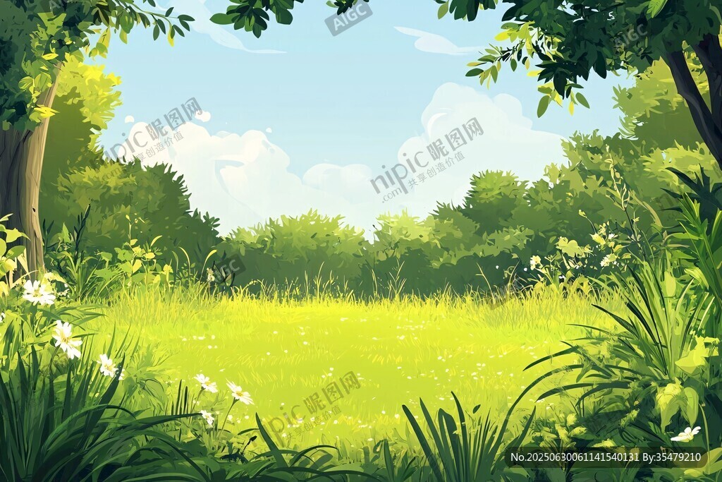 夏日森林中的清新綠地