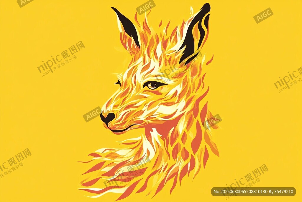 火焰狐貍頭像插畫