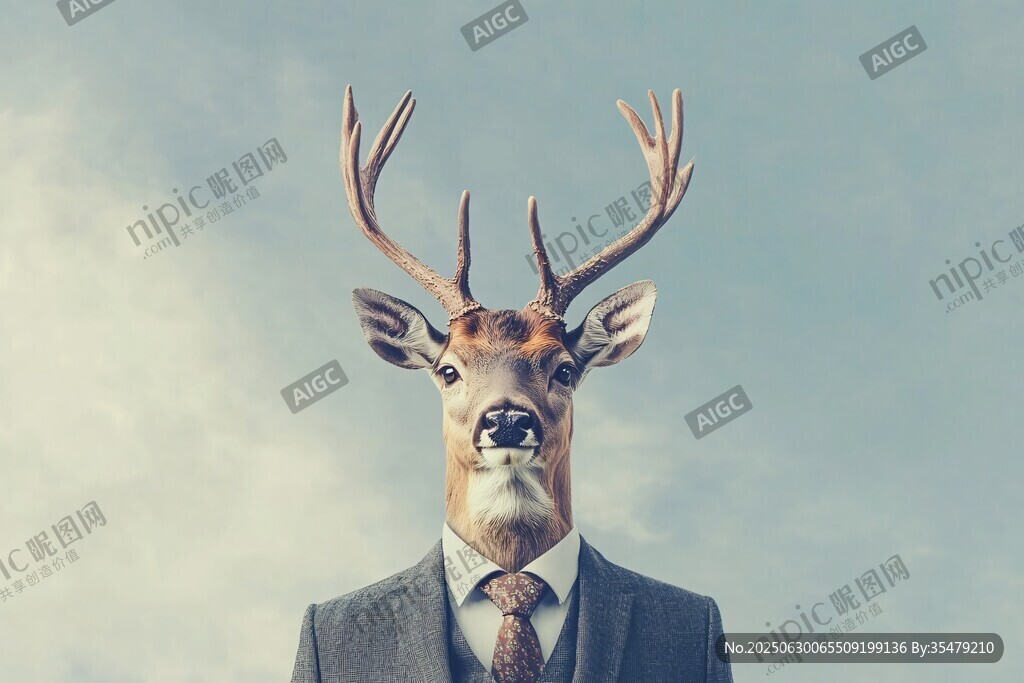 鹿頭人身的奇幻商務形象