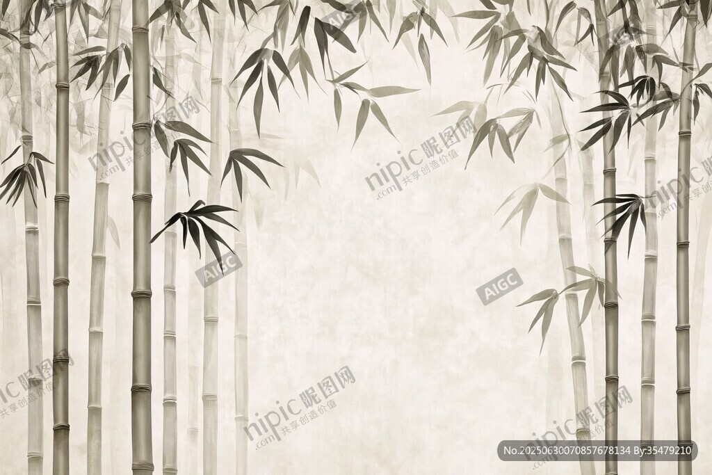 水墨竹林背景圖