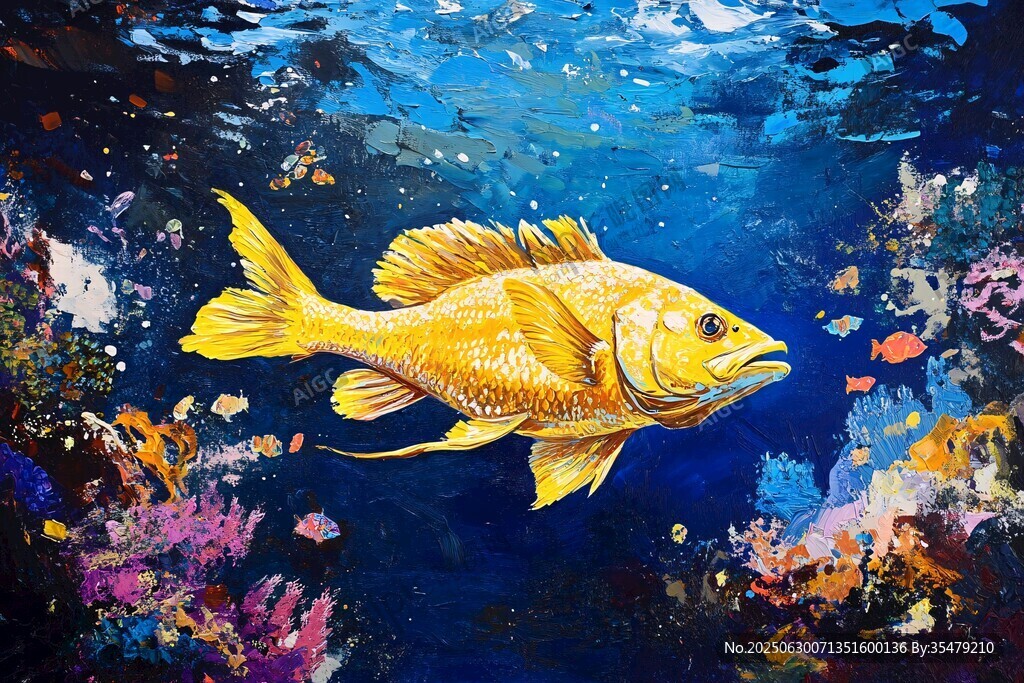 金黃大魚悠游絢爛海底世界